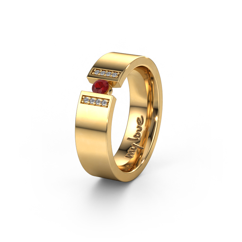 Bild von Ehering WH2096L16C 585 Gold ±6x2.2 mm Rubin 3 mm