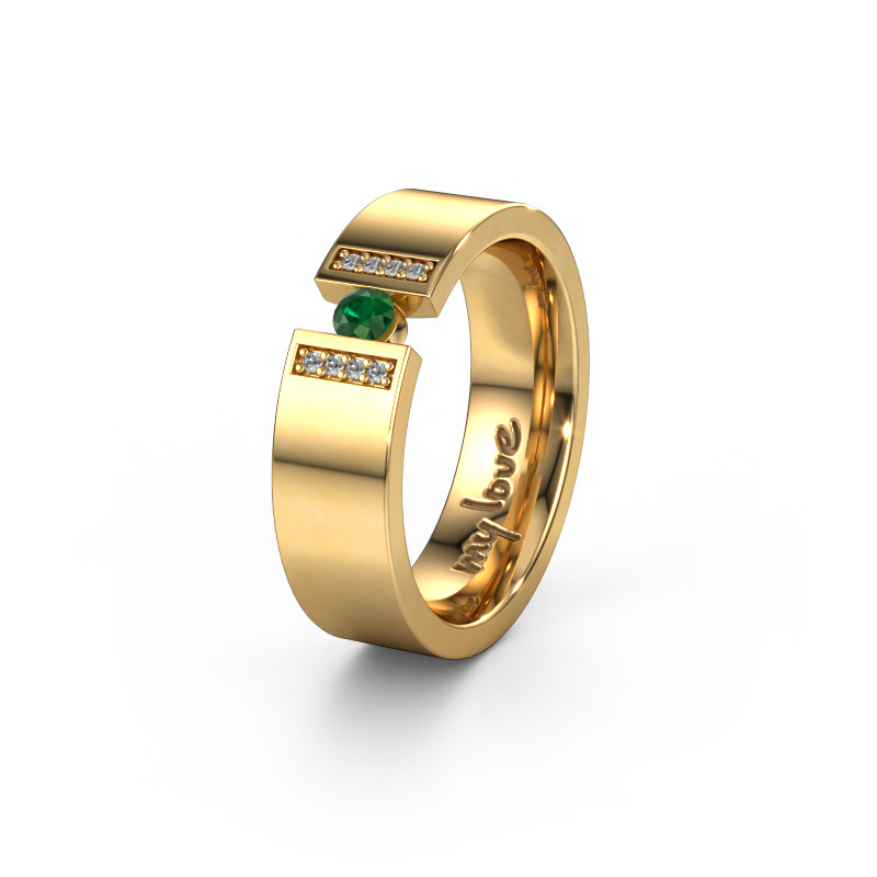 Bild von Ehering WH2096L16C 585 Gold ±6x2.2 mm Smaragd 3 mm