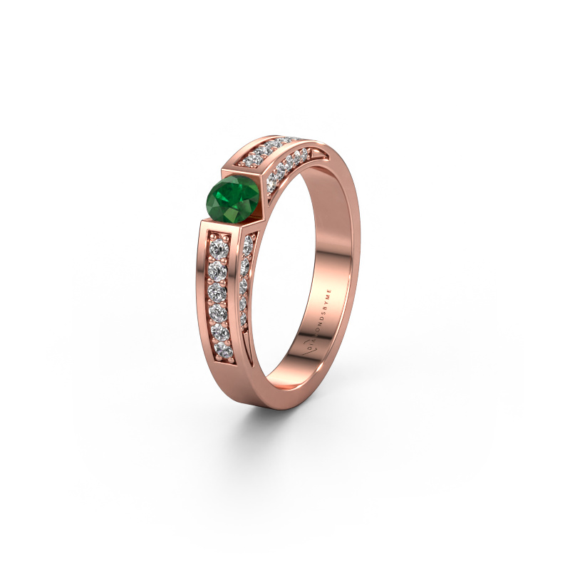 Image of Wedding ring WH2098L 585 rose gold ±4x3 mm Emerald