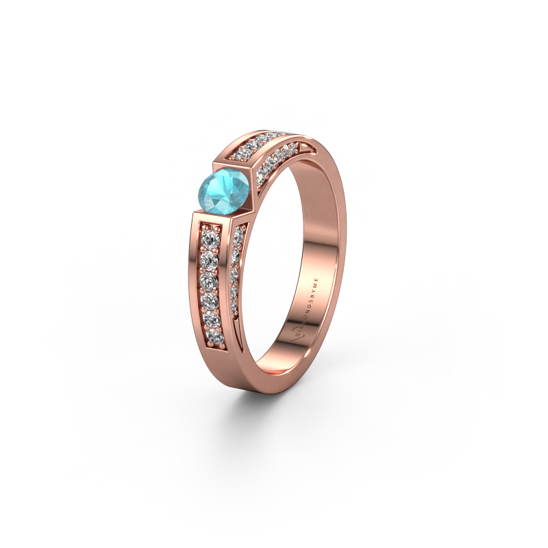 Image of Wedding ring WH2098L 585 rose gold ±0.16x0.12in Blue topaz