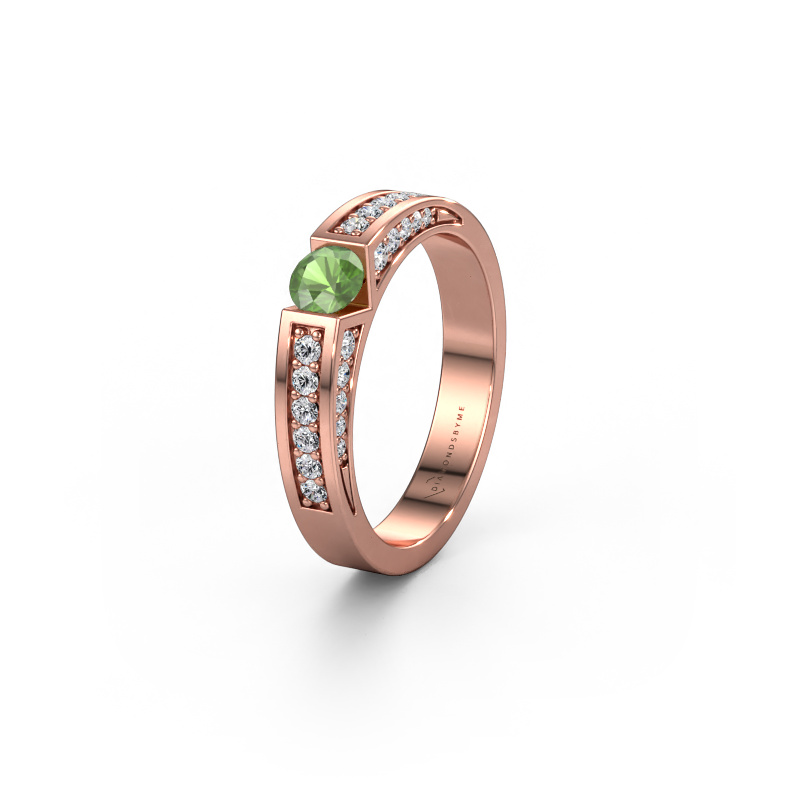 Image of Wedding ring WH2098L 585 rose gold ±4x3 mm Tourmaline green