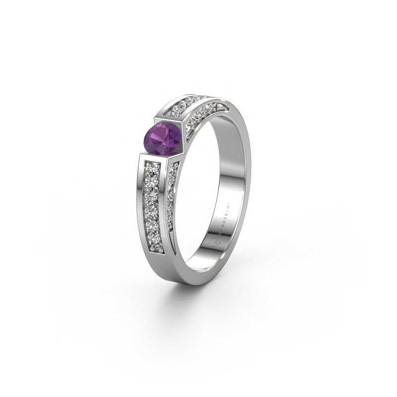 Image of Wedding ring WH2098L 585 white gold ±4x3 mm Amethyst