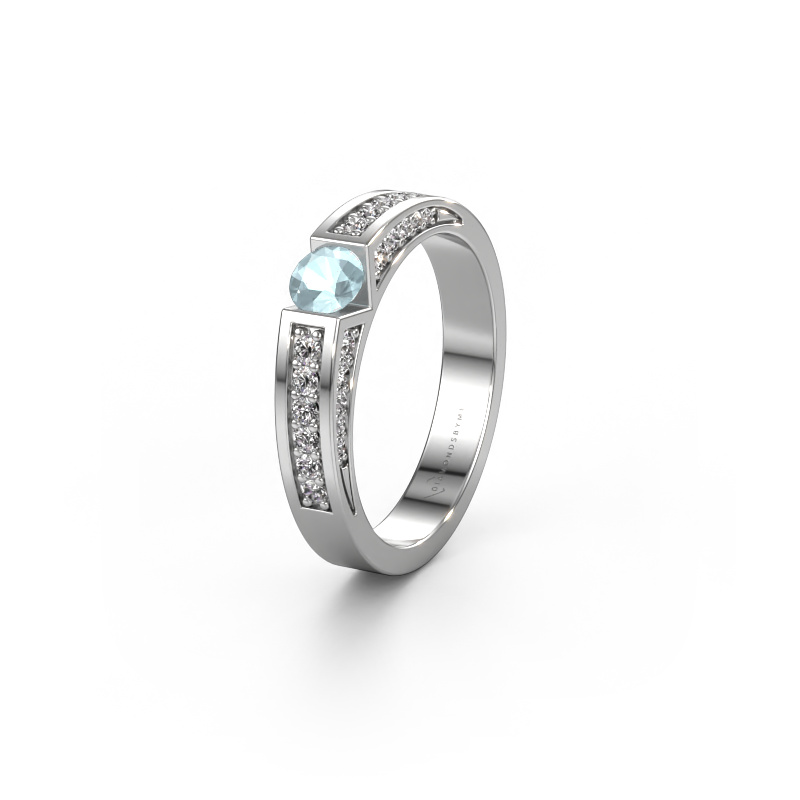 Image of Wedding ring WH2098L 585 white gold ±0.16x0.12in Aquamarine