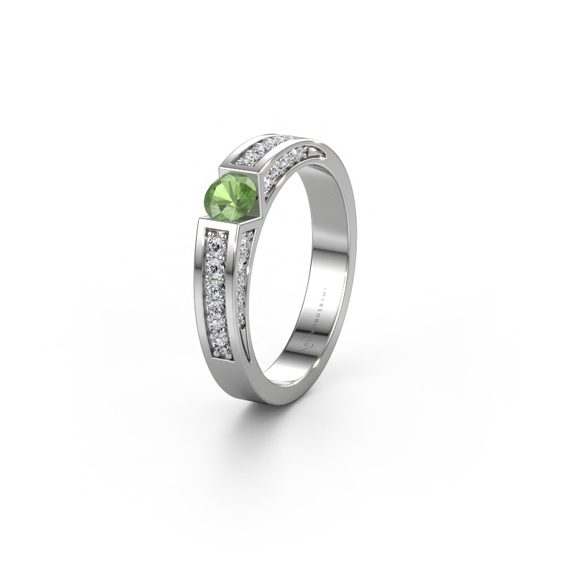 Image of Wedding ring WH2098L 950 platinum ±4x3 mm Tourmaline green