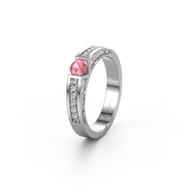 Image of Wedding ring WH2098L 950 platinum ±4x3 mm Tourmaline pink