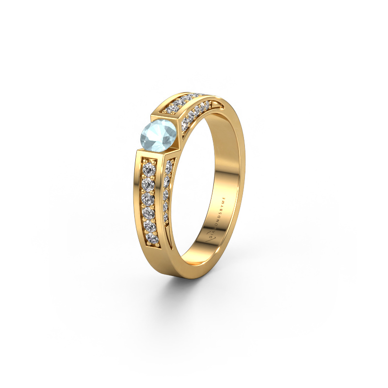 Image of Wedding ring WH2098L 585 gold ±0.16x0.12in Aquamarine