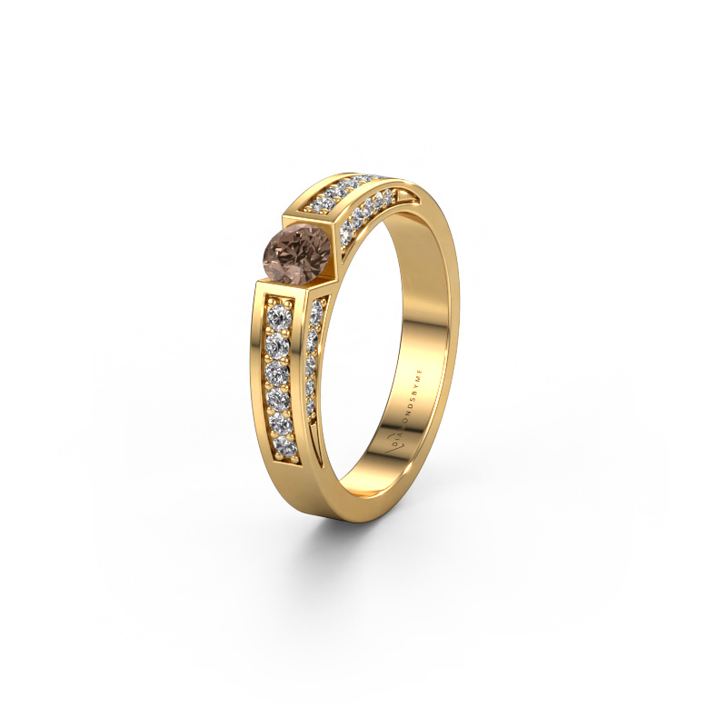 Image of Wedding ring WH2098L 585 gold ±0.16x0.12in Brown diamond