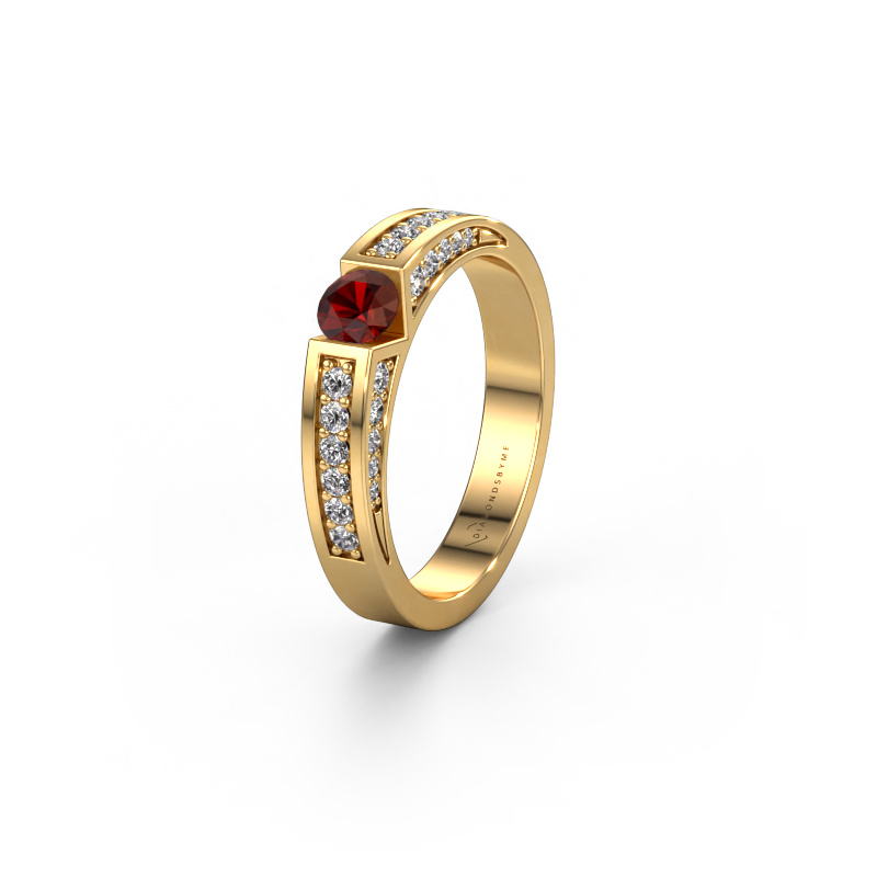 Image of Wedding ring WH2098L 585 gold ±0.16x0.12in Garnet