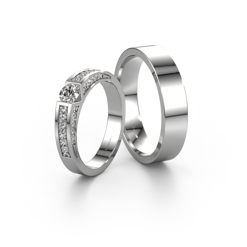 Image of Wedding rings set WH2098LM15AP ±0.20x0.07 in 14 Carat white gold Diamond 0.25 crt