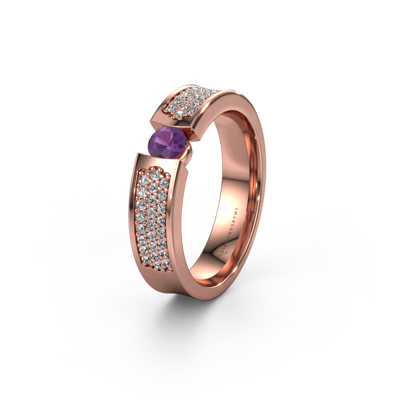 Image of Wedding ring WH2100L 585 rose gold ±0.20x0.12in Amethyst
