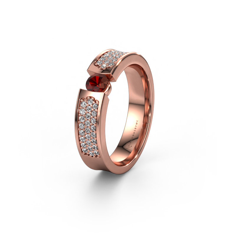 Image of Wedding ring WH2100L 585 rose gold ±0.20x0.12in Garnet