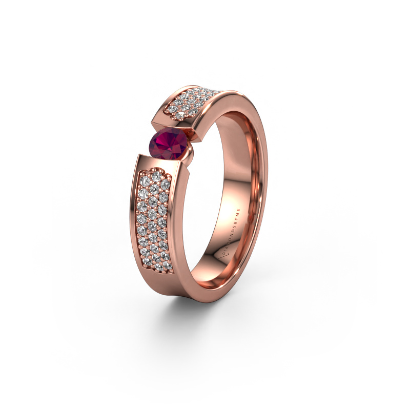 Image of Wedding ring WH2100L 585 rose gold ±0.20x0.12in Rhodolite