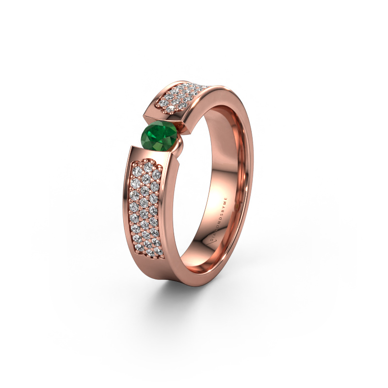 Image of Wedding ring WH2100L 585 rose gold ±0.20x0.12in Emerald