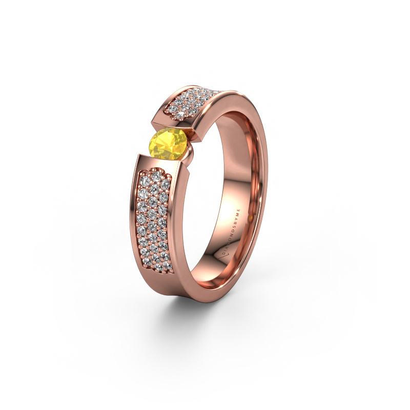 Image of Wedding ring WH2100L 585 rose gold ±5x3 mm Yellow sapphire