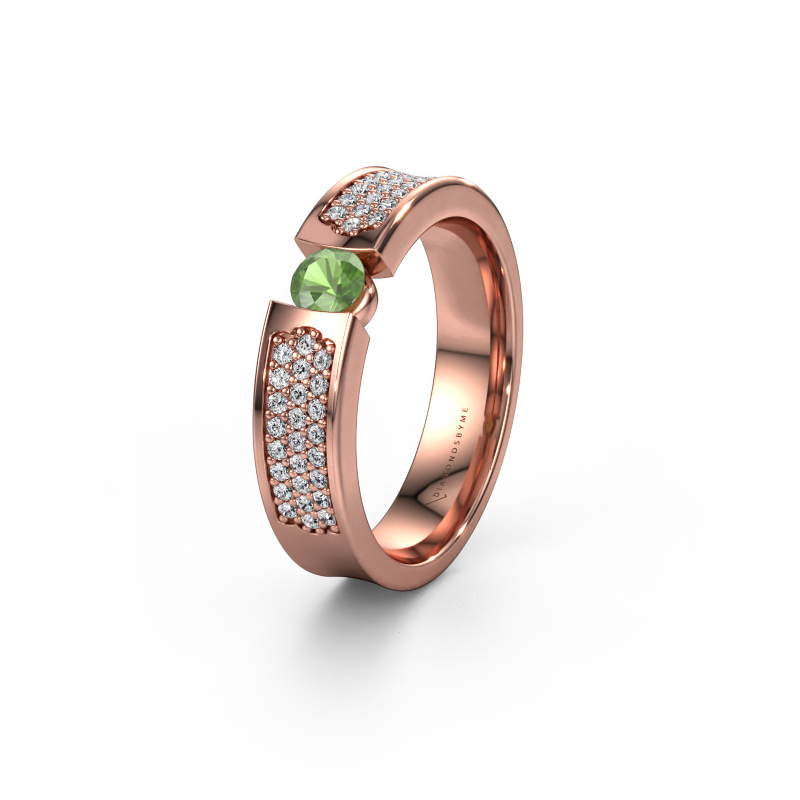 Image of Wedding ring WH2100L 585 rose gold ±5x3 mm Tourmaline green
