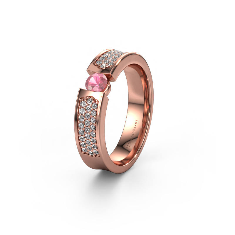 Image of Wedding ring WH2100L 585 rose gold ±0.20x0.12in Tourmaline pink