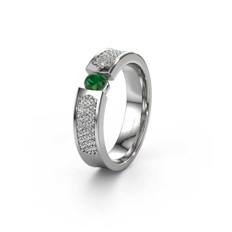 Image of Wedding ring WH2100L 950 platinum ±0.20x0.12in Emerald