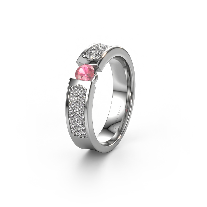 Image of Wedding ring WH2100L 950 platinum ±0.20x0.12in Tourmaline pink