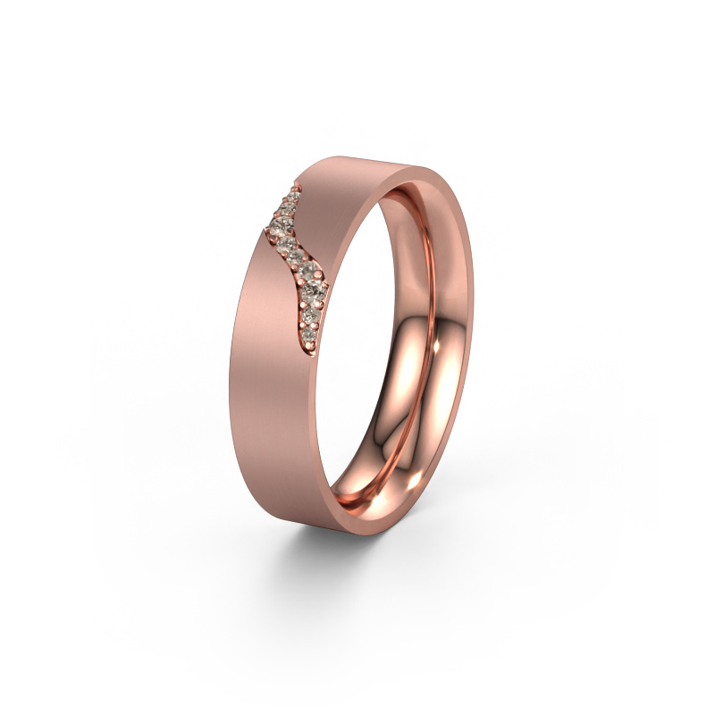 Image of Wedding ring WH2100L46BM 585 rose gold ±6x2 mm Brown diamond
