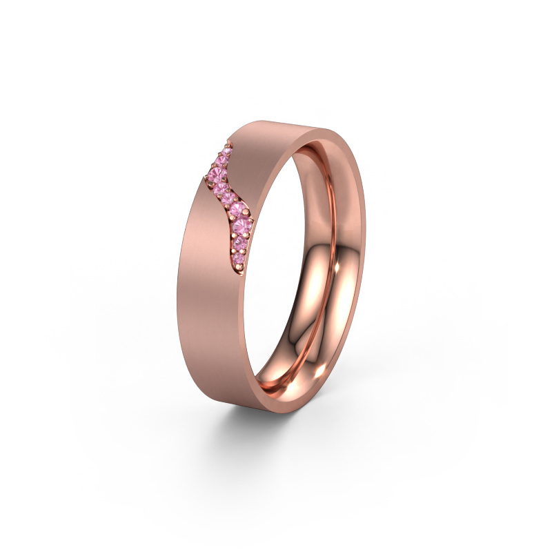 Image of Wedding ring WH2100L46BM 585 rose gold ±0.24x0.08 in Pink sapphire