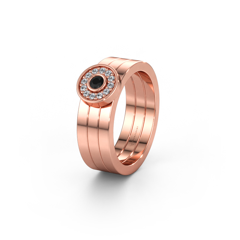 Immagine di Fede nuziale WH2102L 585 oro rosa ±6 x 1,8 mm Diamante nero