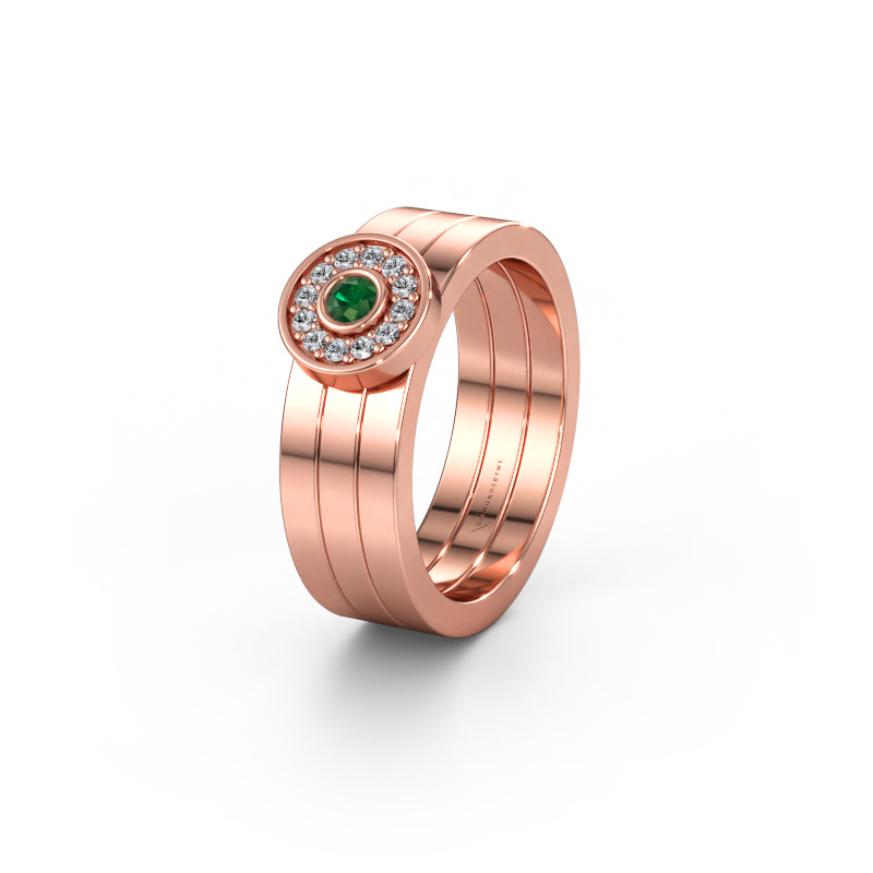 Immagine di Fede nuziale WH2102L 585 oro rosa ±6 x 1,8 mm Smeraldo