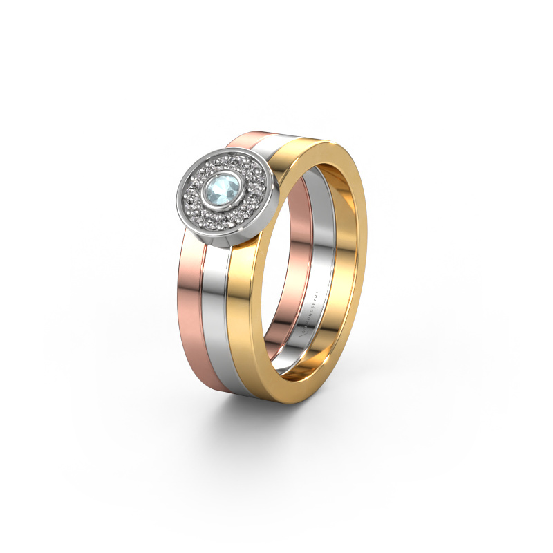 Image of Wedding ring WH2102L 585 rose gold ±0.24x0.08 in Aquamarine
