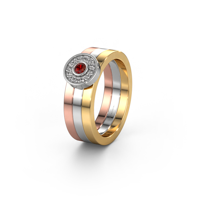 Image of Wedding ring WH2102L 585 rose gold ±0.24x0.08 in Garnet