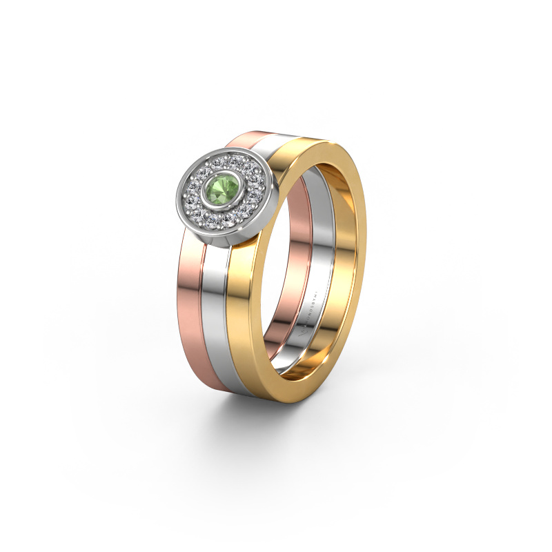 Image of Wedding ring WH2102L 585 rose gold ±6x1.8 mm Tourmaline green
