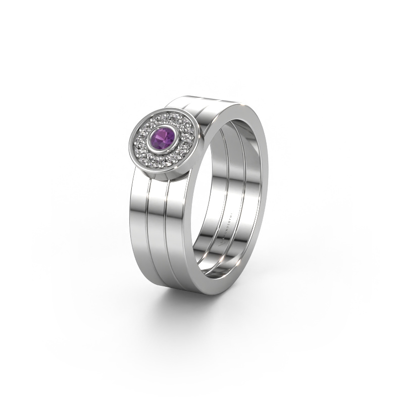 Image of Wedding ring WH2102L 950 platinum ±0.24x0.08 in Amethyst