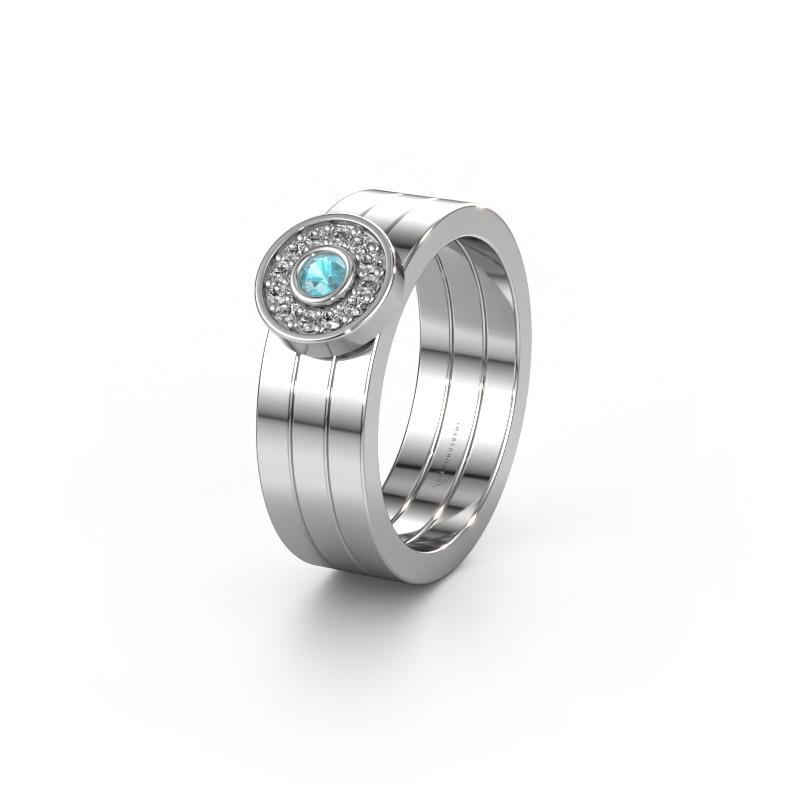 Image of Wedding ring WH2102L 950 platinum ±0.24x0.08 in Blue topaz