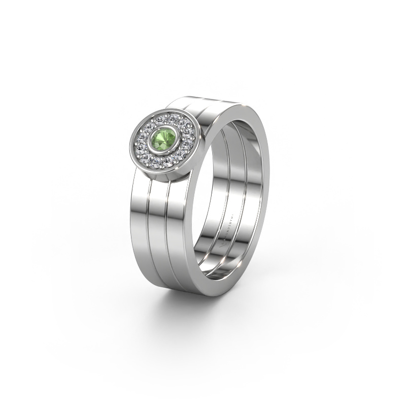 Image of Wedding ring WH2102L 950 platinum ±6x1.8 mm Tourmaline green