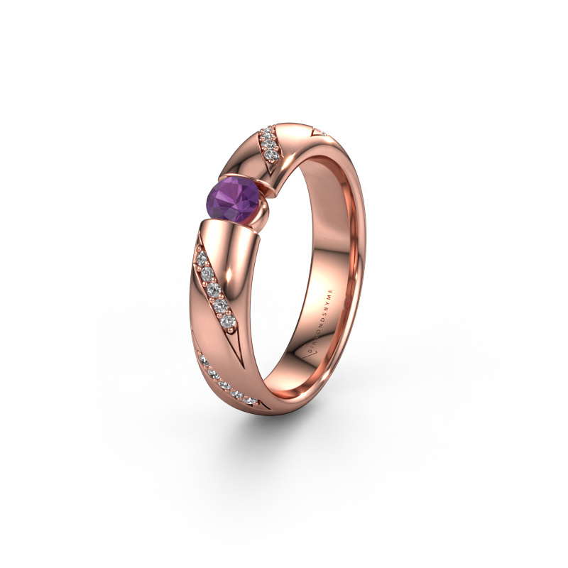 Image of Wedding ring WH2102L34A 585 rose gold ±0.20x0.07 in Amethyst
