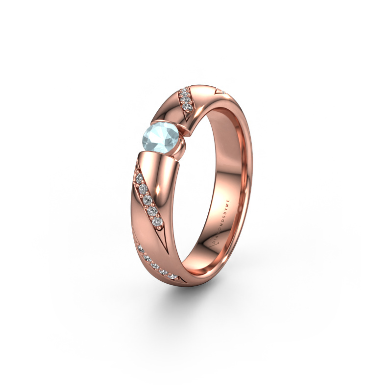 Image of Wedding ring WH2102L34A 585 rose gold ±0.20x0.07 in Aquamarine