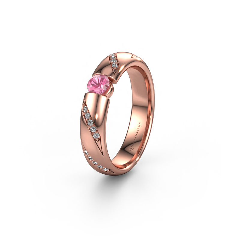 Image of Wedding ring WH2102L34A 585 rose gold ±5x1.7 mm Pink sapphire