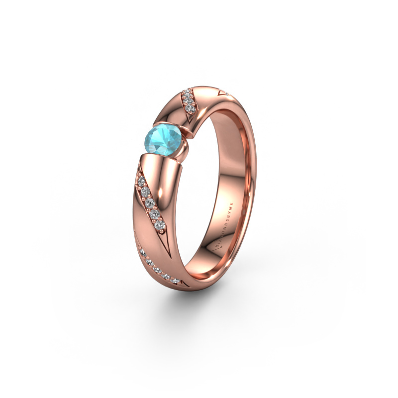 Image of Wedding ring WH2102L34A 585 rose gold ±5x1.7 mm Blue topaz