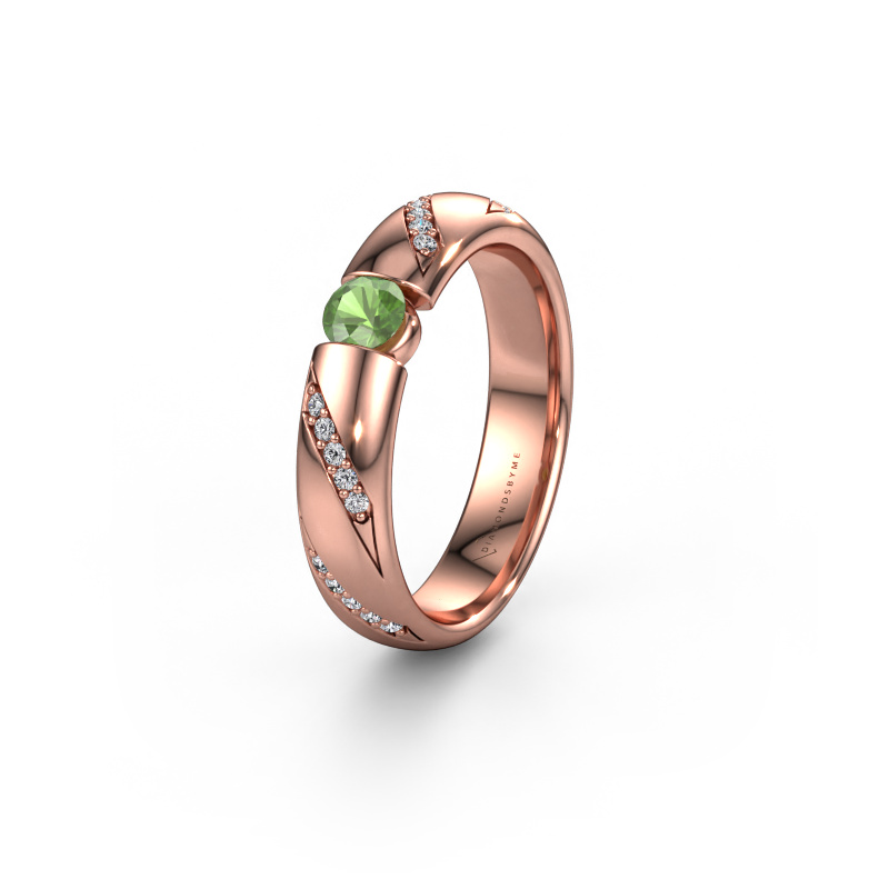 Image of Wedding ring WH2102L34A 585 rose gold ±5x1.7 mm Tourmaline green