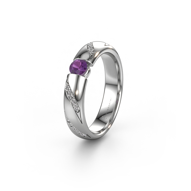 Image of Wedding ring WH2102L34A 950 platinum ±5x1.7 mm Amethyst