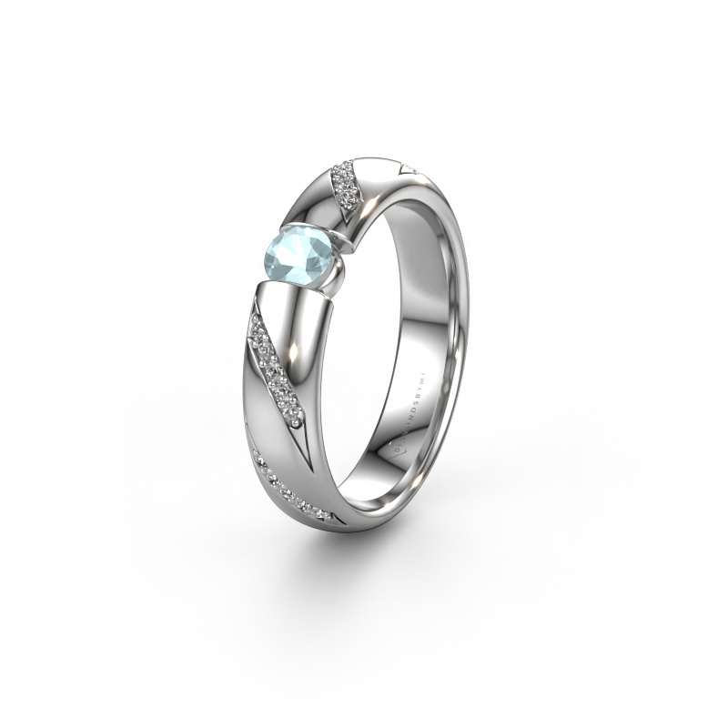 Bild von Ehering WH2102L34A 585 Weißgold ±5x1.7 mm Aquamarin