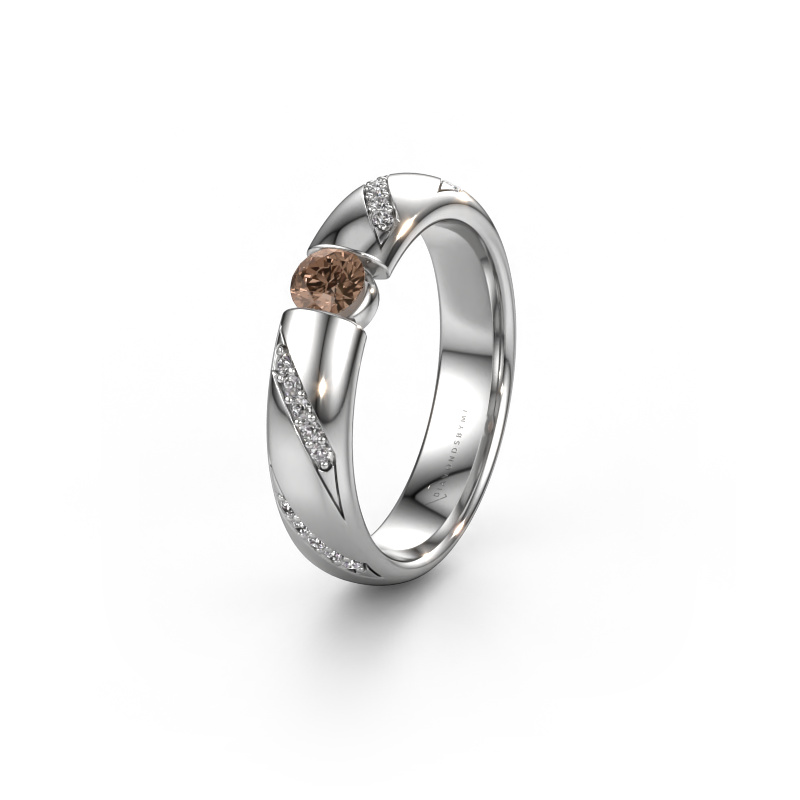 Afbeelding van Trouwring WH2102L34A 950 platina ±5x1.7 mm Bruine diamant