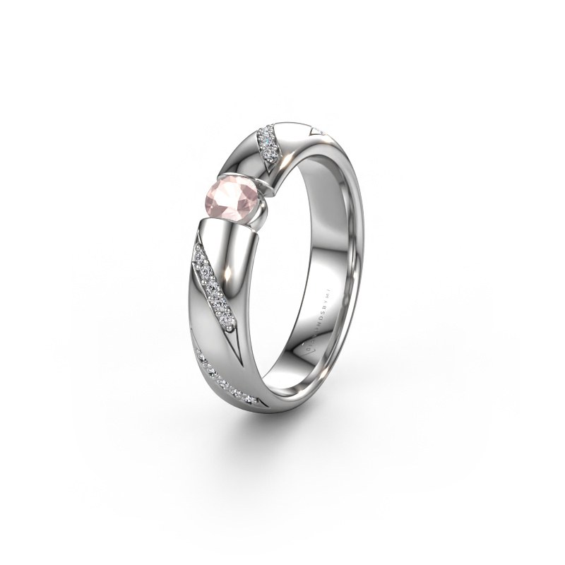 Image of Wedding ring WH2102L34A 950 platinum ±5x1.7 mm Morganite champagne