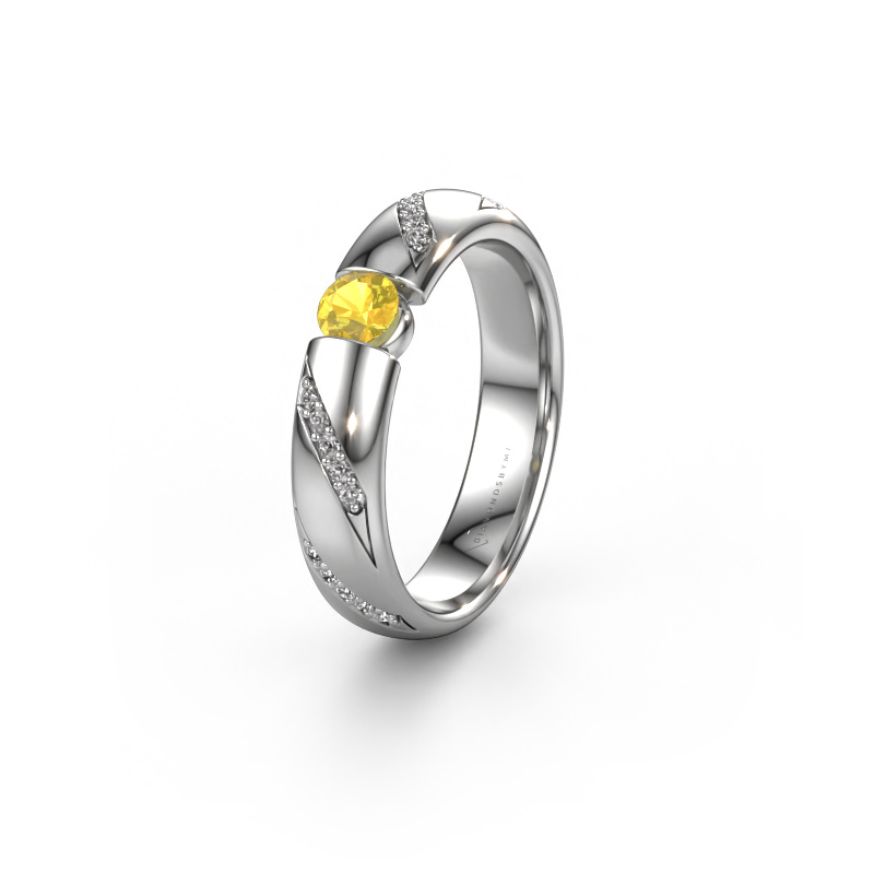 Bild von Ehering WH2102L34A 585 Weißgold ±5x1.7 mm Gelb Saphir