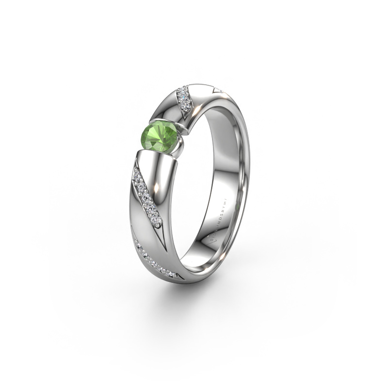 Image of Wedding ring WH2102L34A 950 platinum ±5x1.7 mm Tourmaline green