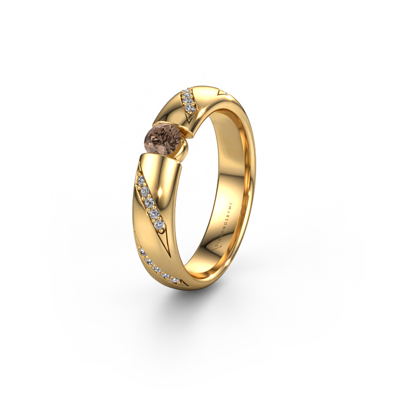 Afbeelding van Trouwring WH2102L34A 585 goud ±5x1.7 mm Bruine diamant