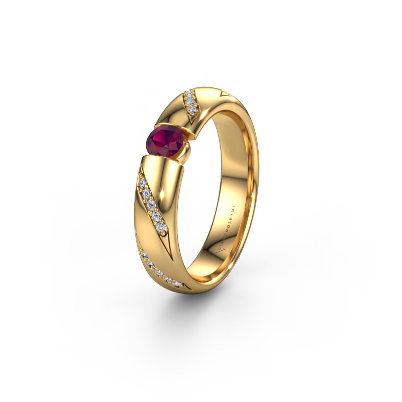 Image of Wedding ring WH2102L34A 585 gold ±0.20x0.07 in Rhodolite