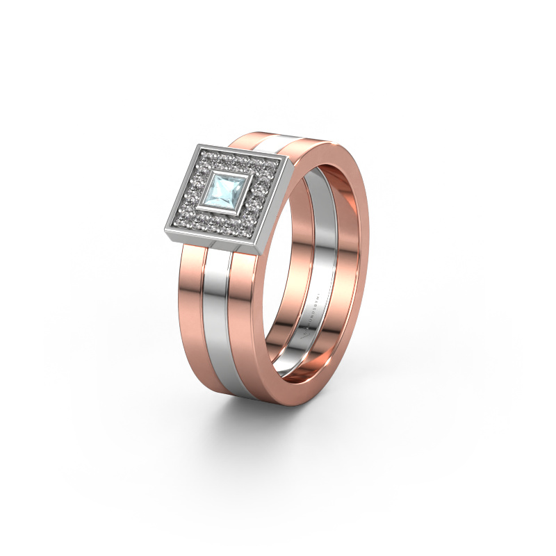 Afbeelding van Trouwring WH2104L 585 rosé goud ±6x2.8 mm Aquamarijn