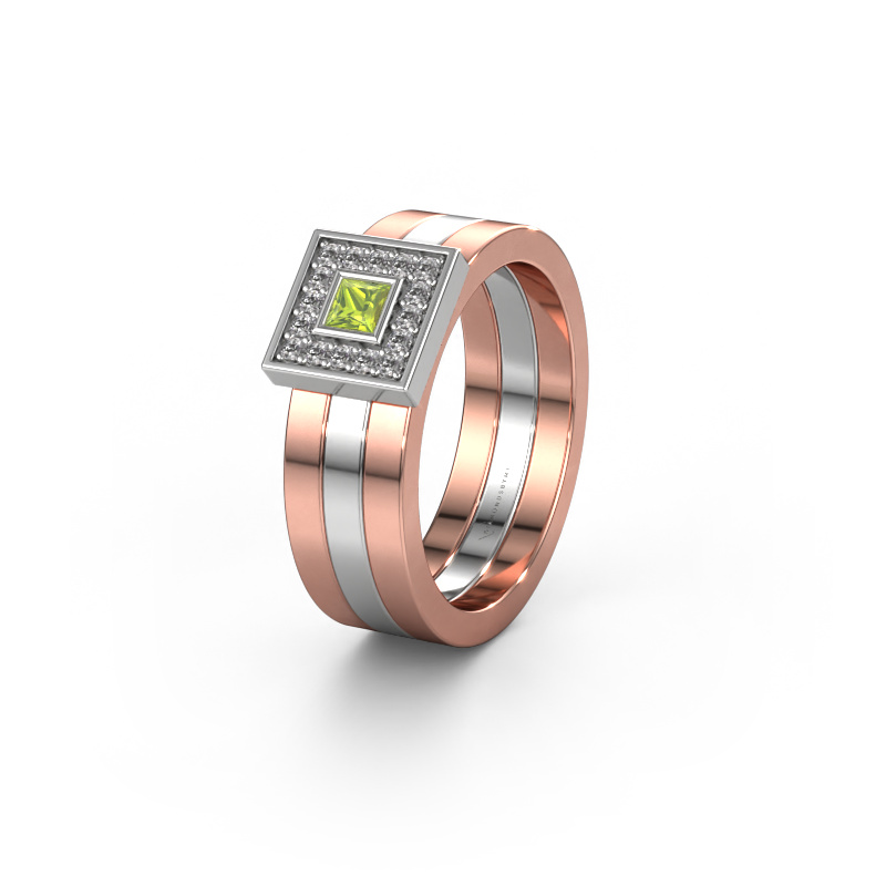 Image of Wedding ring WH2104L 585 rose gold ±0.24x0.11in Peridot