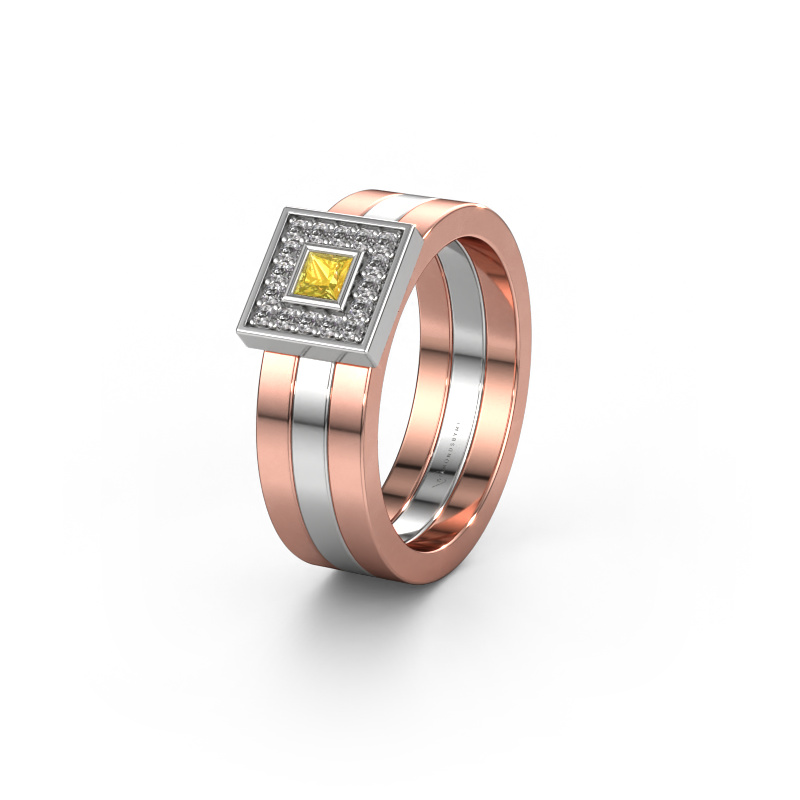 Image of Wedding ring WH2104L 585 rose gold ±0.24x0.11in Yellow sapphire