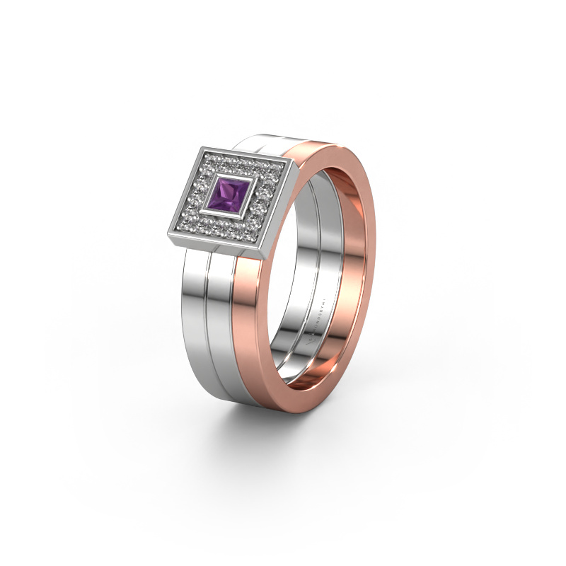 Image of Wedding ring WH2104L 585 white gold ±0.24x0.11in Amethyst