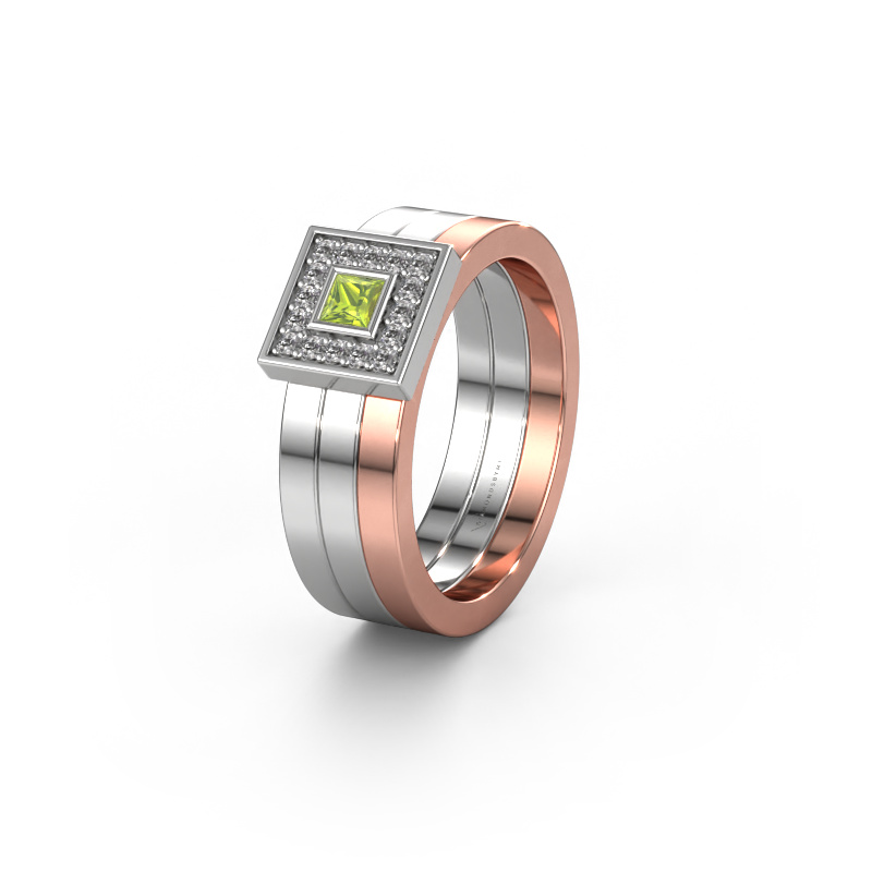Image of Wedding ring WH2104L 585 white gold ±0.24x0.11in Peridot